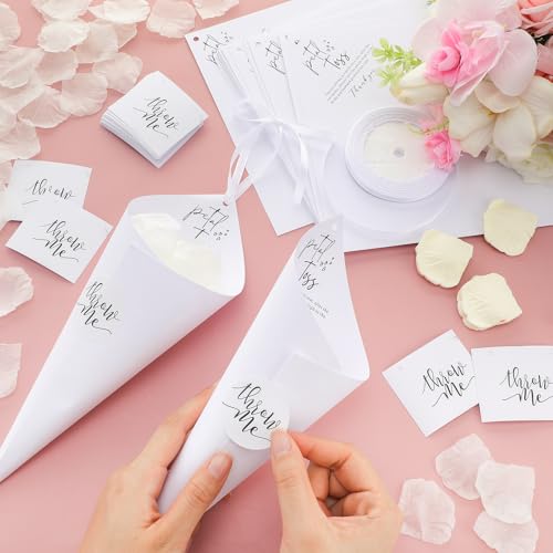 ForraFun Petal Cones Kit 50 Pcs, 2000 Confetti Petals for Wedding Toss by ForraFun - Used condition - Image 3