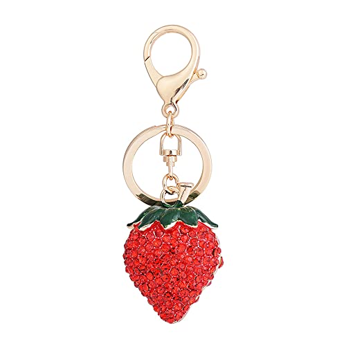 Niedliche Schlüsselanhänger Glitzer Strass Charms Erdbeer-Schlüsselanhänger für Freundin Frauen Mädchen Kristall Anhänger Schlüsselanhänger für Geldbörse Tasche Autoschlüssel kreatives Geschenk Cover