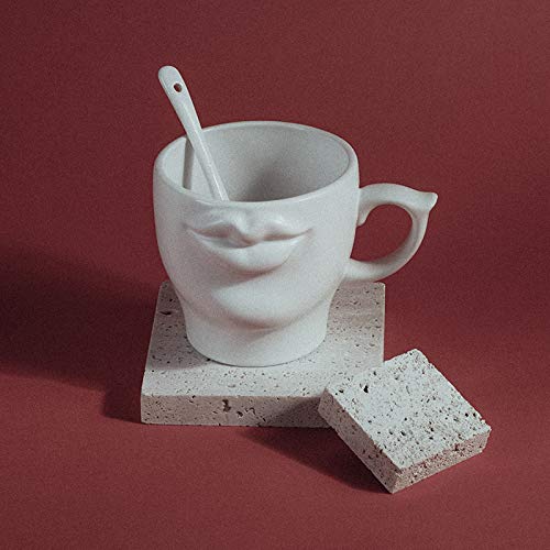 Tazas de Café Taza de café de cerámica de la boca 3D personalizada Blanco Té de porcelana hecha a mano o taza de leche Copa de bebida creativa Gift especial para hombres mujeres para Hogar, Oficina, F