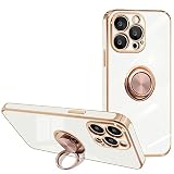 iPhone 12 pro max ケース リング付き 車載ホルダー対応 携帯カバー 360°回転 スタンド機能 リング カバー アイフォン 12 pro max 耐衝撃 TPU カバー 6.7インチ用（ホワイト）