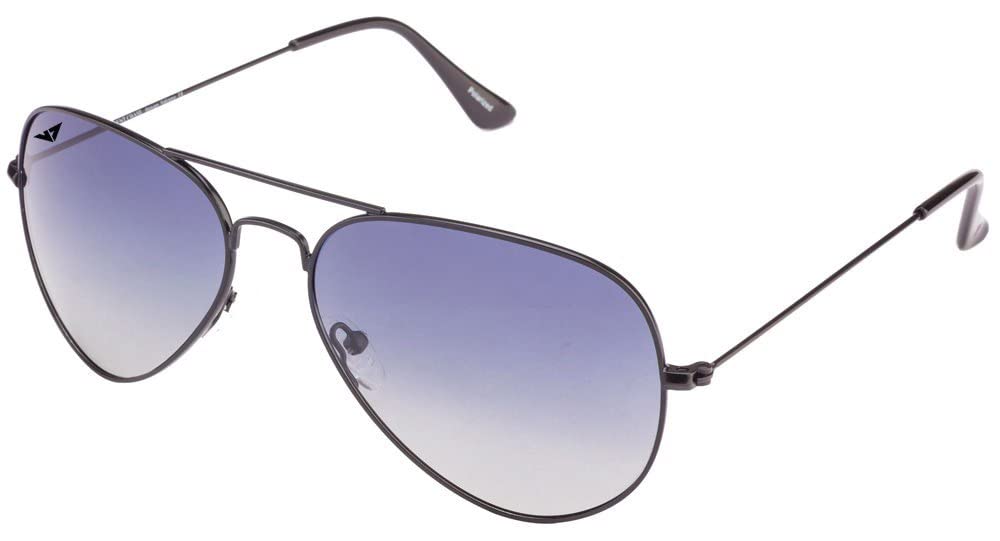 VINCENT CHASE EYEWEARBy Lenskart | Black Blue Full Rim Pilot | Top Guns | Branded Latest and Stylish Sunglasses | Polarized and 100% UV Protected (UV 400) | Men & Women | Large | VC 5158/P