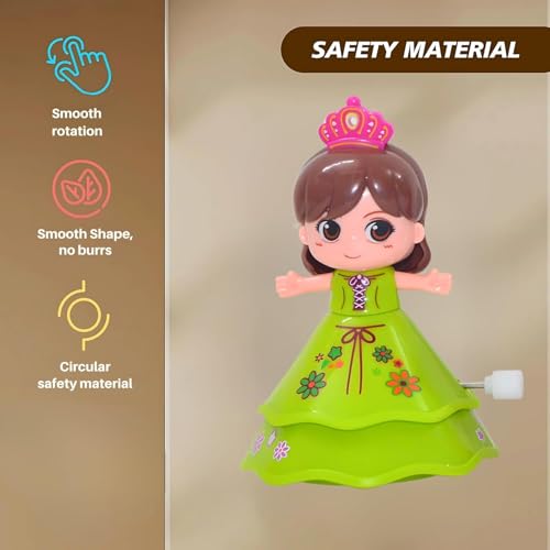 Image of Crackles Wind Up Spin Doll - Pack of 1 Dancing Princess Toys for Girls & Boys Age 3+ | Clockwork Baby Toy, Crawling Toy for Toddlers, Return Gift (Multicolor)
