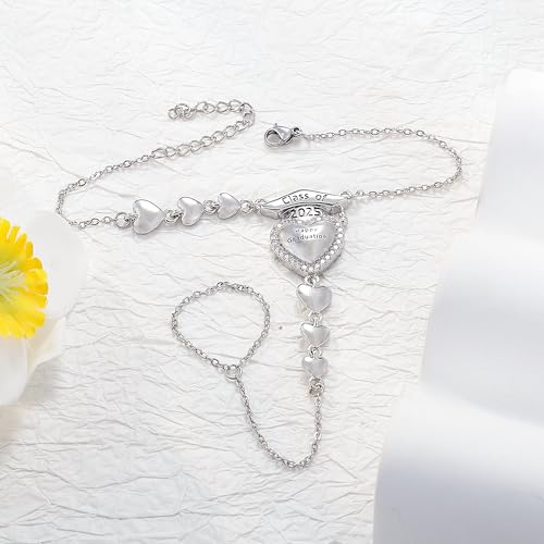 Image of Sunflower Jewellery Gold Hand Chain Bracelet Graduation Finger Heart Gifts 2025 (2025 Graduation Hand Chain)