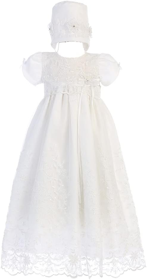 Made in USA - Baptism Dresses for Baby Girls, Christening Dresses for Baby Girl, Lace Long Dress Ropa de Bautizo para Bebé