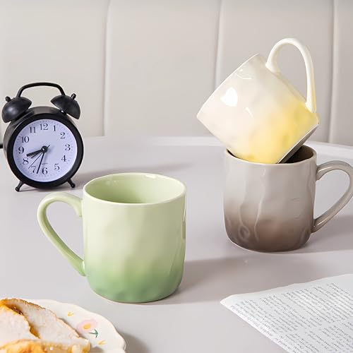 Taza de cerámica color macaroon 13 oz con asa amarillo miniatura 4