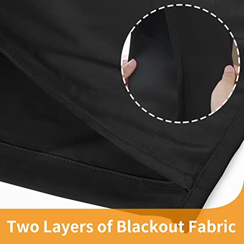 Image of YoungsTex 100% Blackout Curtains 72 Inch Length for Living Room, Thermal Insulated Drapes with Grommet Room Darkening Privacy Energy Saving for Winter Bedroom with Liner, Black, 2 Panels, 52 X 72 Inch