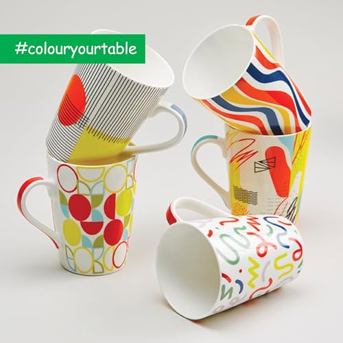 Image of United Colors of Benetton Bone China Coffee Mug Set of 2 - 320ml Each, Printed Tea Cups for Coffee, Milk & Hot Beverages - Microwave & Dishwasher Safe, Ideal Gift Set for Home & Office