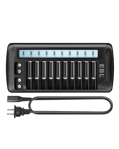 EBL 12-Bay LCD Battery Charger for AA, AAA, 9V Batteries