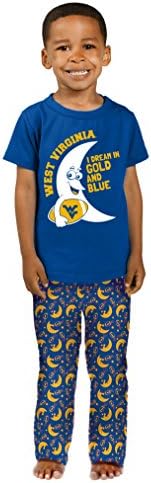 NCAA West Virginia Mountaineers Boys Toddler I Dream Pajama Set, 4T, Navy