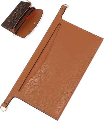 Umiup Kit de conversão organizador de bolsa de couro para carteira Emilie, bolso divisor interno clutch para mulheres LV Sarah, converta carteira clássica de aba longa em bolsa transversal (preto)