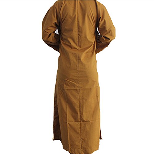 ZUODOOKU Long Cotton Kung Fu Shaolin Monk Robe Lay Master Zen Buddhist Meditation Gown XL3