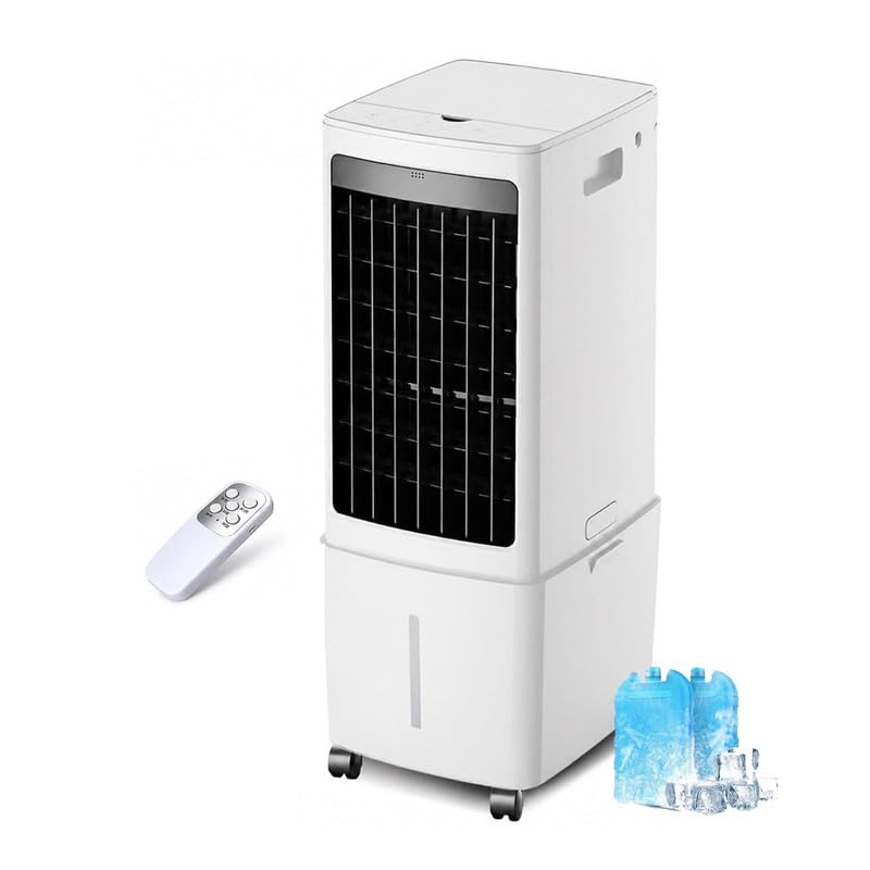 12L Enfriador De Aire PortáTil, 3 Velocidades, Aire Acondicionado PortáTil con Control Remoto, Temporizador De 7,5h, DepóSito De Agua ExtraíBle, Climatizador Evaporativo para Casa Oficina