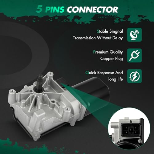 Image of SCITOO Windshield Wiper Motor Compatible for Chevrolet for P30 | Direct fit for 1993-1999 For Chevrolet For P30|Replaces OE 22110519 ,22137782|5 Pins|Fit for Front Wiper Motor Sliver /Black