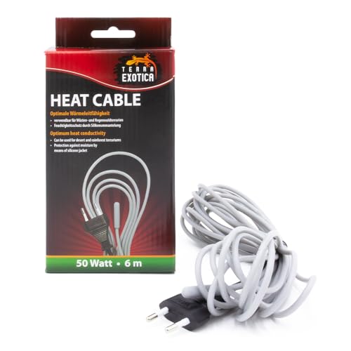 Terra Exotica Heizkabel - 50 Watt / 6 m Heat Cable - Bodenheizung für Terrarien - Terrarium Heizung - Silikonheizkabel für optimale Wärmeleitfähigkeit