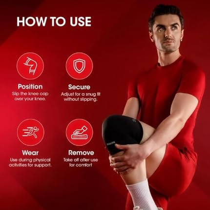 Image of BADOWL Flexa Knee Cap for Men and Women | All-Day Comfort Compression Sleeve for Joint Support, Running, Gym, Sports, Injury Recovery - Black (1 Pack) (M)