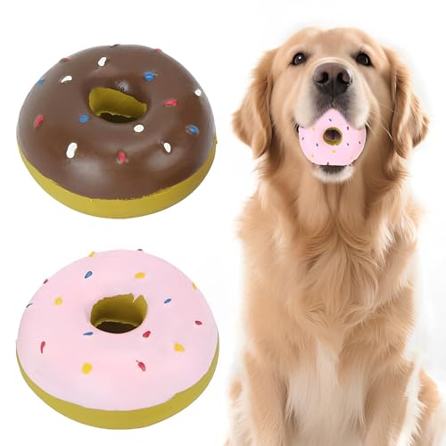 LATRAT 2 pezzi squittii in lattice per cani a forma di ciambella, in lattice, per cani di piccola taglia media