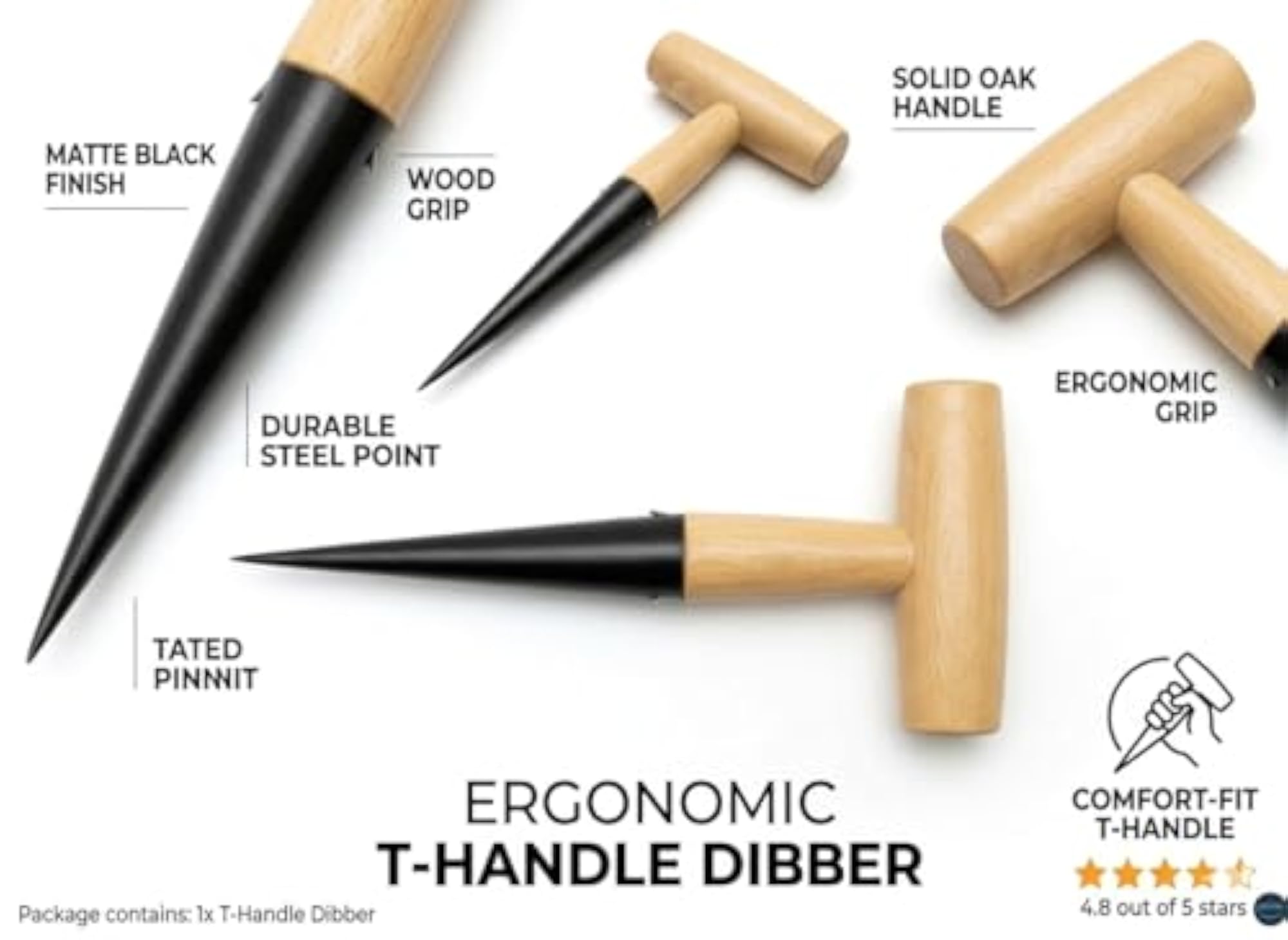 Heavy Duty Dibber Tool for Planting Seeds
