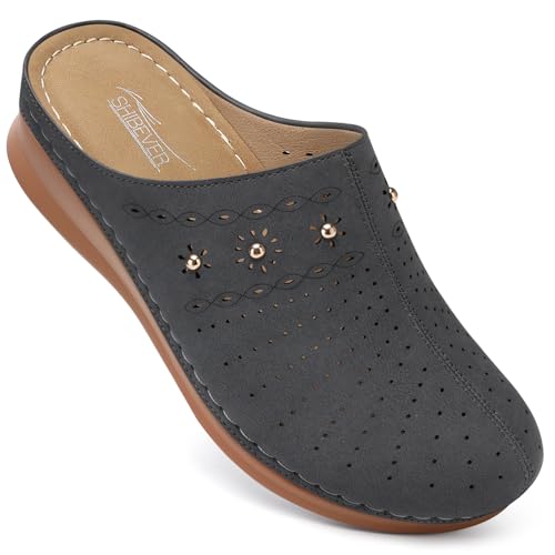 Image of SHIBEVER Clogs for Women Mules Comfortable: Slip On Closed Toe Casual Shoes | Cushioned Footbed All-Day Comfort Non Slip Platform Dress Shoes Breathable Upper for Walking Work Business Office Travel