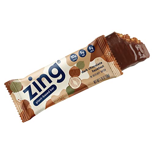 image for Zing Dark Chocolate Hazelnut Vegan Protein Bars, Gluten Free with High