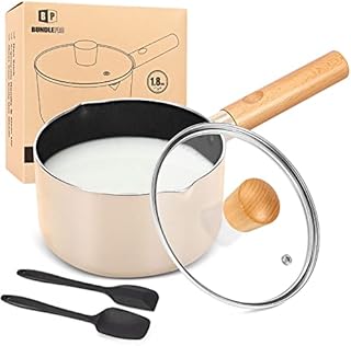 1.8 Quart Saucepan Set with Lid, Nonstick Small Sauce Pot, Induction Compatible Aluminum Cooking Pots with Silicone Spatulas for Pasta, Egg, Rice, Milk, Soup (Pink)