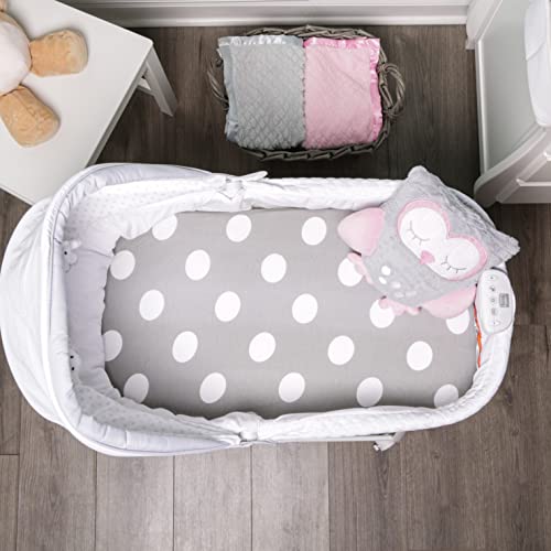 Image of 2-Pack Bassinet Sheets - 100% Cotton Jersey Knit Hearts and Dots Bassinet Mattress Pad Fitted Sheets for Baby Girl; Compatible with Bassinet Bedside Co-Sleeper Lounger Brands; Oval Rectangle Mattress