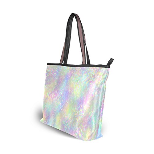 Tote Top Handle Shoulder Bag Iridescent Holographic Handbag - 17.7X13X5.1In - By Top Carpenter #TOP6