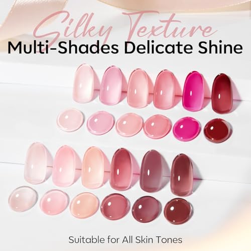 Image of modelones 12Pcs 15ML Gel Nail Polish Set , Same Color Same Bottle Jelly Nude Pink Red Beige Skin Tones Neutral Brown Hema-free Gel Polish Kit 2026 Spring Soak Off Gel Polish Set Manicure Nail Art DIY