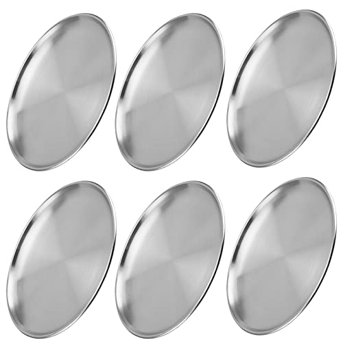 Ningwaan 6 Pack 12 Inch Stainless Steel Dinner Plates, Double Layer Round Metal Plates, Silver Brushed Metal Dinner Plates For Picnic, Camping, Dinner, Party (Size/Model) #TOP7