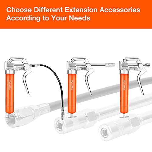Valuemax Mini Grease Gun Kit (3500 Psi) With 3 Oz Grease, 12'' Flexible Hose, 5'' & 3” Extension Tubes, Pistol Grip, Reinforced Construction, Fit For Automotive, Marine, Industrial #TOP3