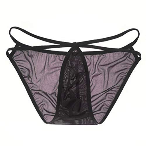 KHUFUZI Men's Sexy G-Strings Silky Thongs Ice Bikini Underwear Gifts For Boyfriend Husband (BlackB)