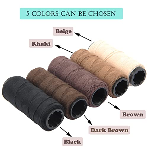 5 rollos de hilo para coser con 6 agujas para extensiones de cabello miniatura 2