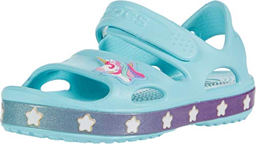 CROCS CrocsFL Unicorn Charm Sandal G, Sandalias Tiempo Libre y Sportwear Infantil Unisex niños, Azul (Ice Blue)