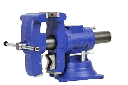 Yost Vises 750-Di Multi-Jaw Rotating Vise System | 2 In 1 Multipurpose Bench And Pipe Vise | Secure Grip With Swivel Base | Made With A Combination Of Ductile Iron & Hardened Steel | Large, Blue #TOP3