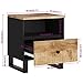Industrial Mango Wood Bedside Cabinet with Drawer and Open Shelf for Modern Bedroom Storage