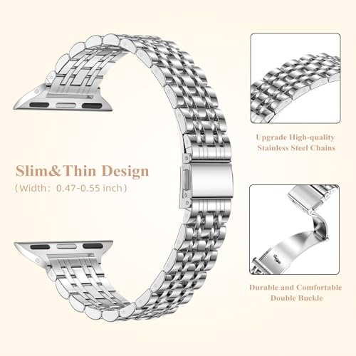 Maledan Metal Straps Compatible with Apple Watch Strap 40mm 41mm 38mm for Women/Men - Image 3