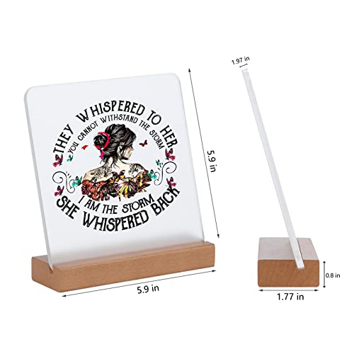 Shmbada I Am The Storm Inspirational Desk Table Plaque Decoration Sign, Ideal Coworker Gifts For Home Or Office Decor To Motivate And Inspire, Gifts For Women Girl, 5.9 X 5.9 Inch #TOP2