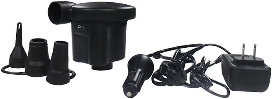 Inflatable Bed Pump, Air Pump for Inflatables, Mini Electric Air Pump, Portable Air Pump with 3 Nozzles, Car Air Mattress Pump, 6.56ft Extra Long Cable, Quick-Fill, Inflate, Deflate