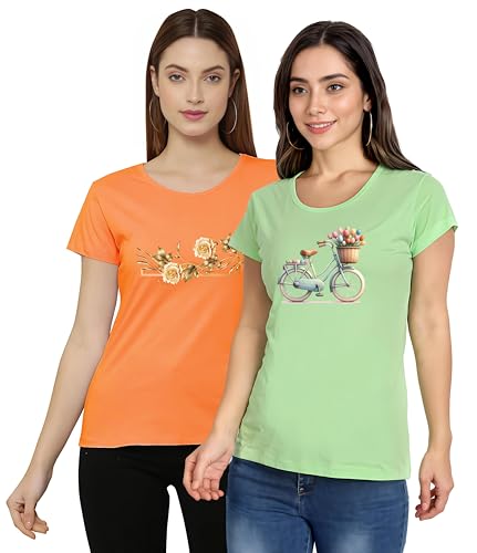 Image of NIVIK Combo of 3 Printed Cotton t-Shirts for Women