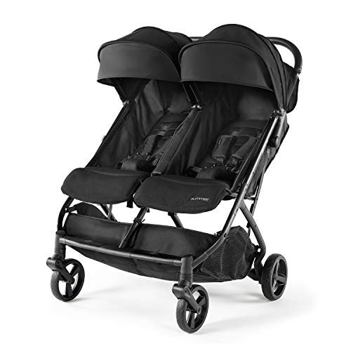 Summer 3Dpac CS+ Double Stroller, Black – Car Seat Compatible Baby Stroller – Lightweight Stroller with Convenient One-Hand Fold, Reclining Seats, Two Extra-Large Canopies & Parent Friendly Features