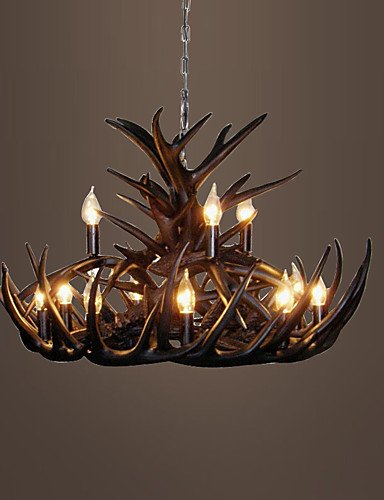 Illuminazione jiaily vintage lampadario di corna di illuminazione attrezzatura industriale paese 12-luci per soggiorno sala da pranzo Facile installazione, 220-240V