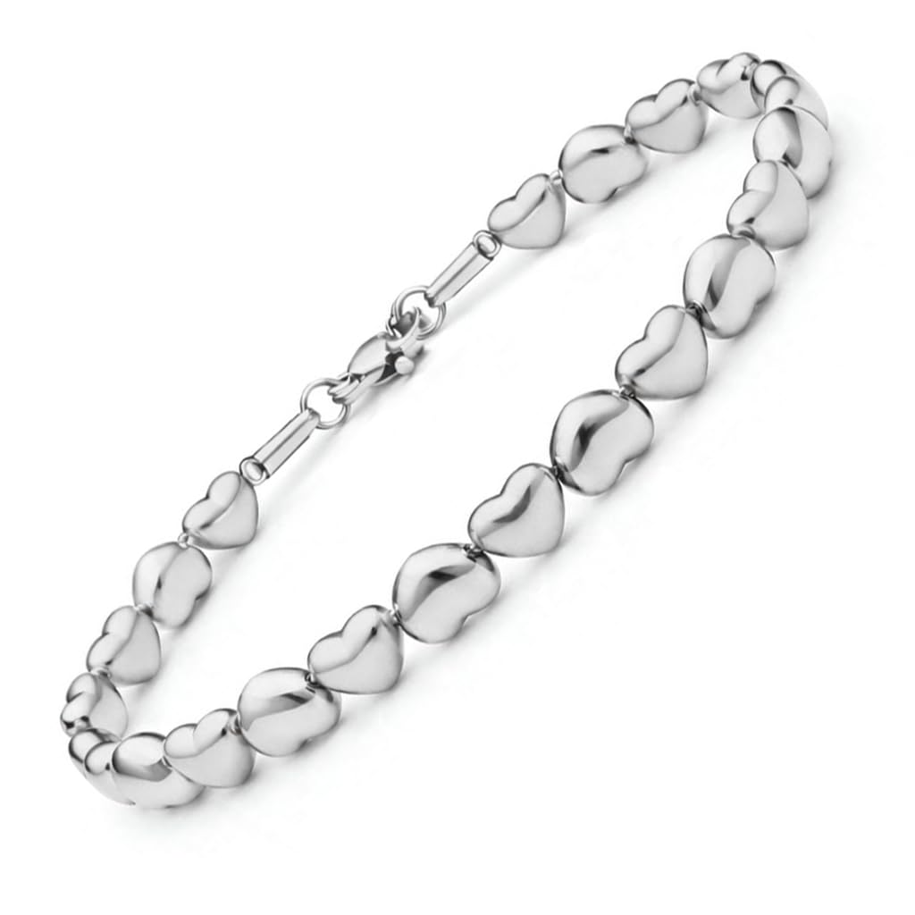 SAGA GIOIELLI® Bracciale donna cuori in Acciaio Inox - Regalo donna Fidanzata Moglie Acciaio - Confezione Regalo - Regalo San Valentino