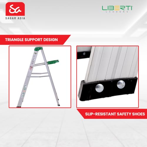 Image of Liberti LB-1204 Aluminium Step Ladder with Utility Tray (Silver)