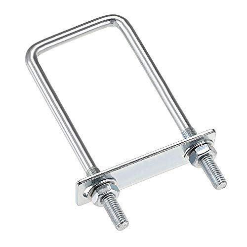 uxcell Square U-Bolts 2"(50mm) Inner Width 150mm Length Carbon Steel M8 with Nuts, Frame Plate, Round Washers