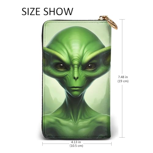 Portefeuille Alien cuir de qualité supérieure noir et vert, finitions impeccables - 5