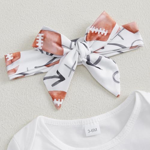 Newborn Baby Girl Football Outfits Daddy’s Football Buddy Long Sleeve Romper Flare Pants Headband Set Fall Clothes4