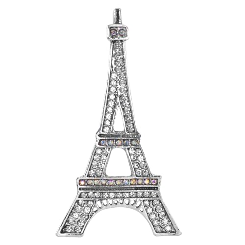 Image of Gyn&Joy Clear Crystal Rhinestones Eiffel Tower Fashion Brooch Pin