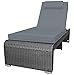 Produktbild RS Trade Sonnenliege Monza Silber/Grau - Outdoor Liege mit beständigem Poly-Rattan-Geflecht - verstellbare Rückenlehne & breite Liegefläche - inkl. Kopfteil und Auflage