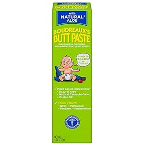 Boudreaux’s Butt Paste with Natural* Aloe Diaper Rash Cream, Ointment for Baby, 4 oz Tube