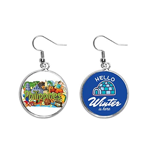 Pendientes de gota Camiguen con graffiti filipino y diseño de hielo para invierno