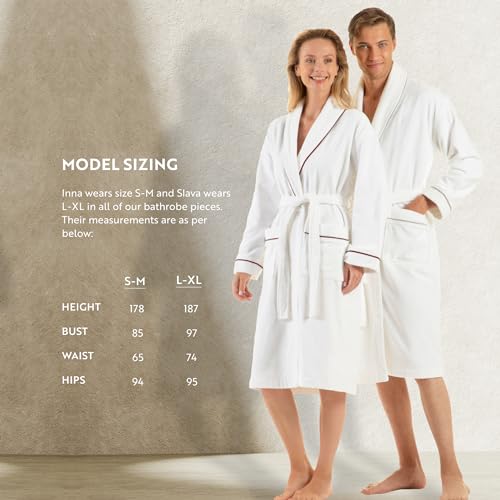 Premium Cotton Robes for Women, Lightweight Mens Robe, Unisex Terry Cloth Bathrobe, Soft Shower Spa Robe, 1 Pcs3